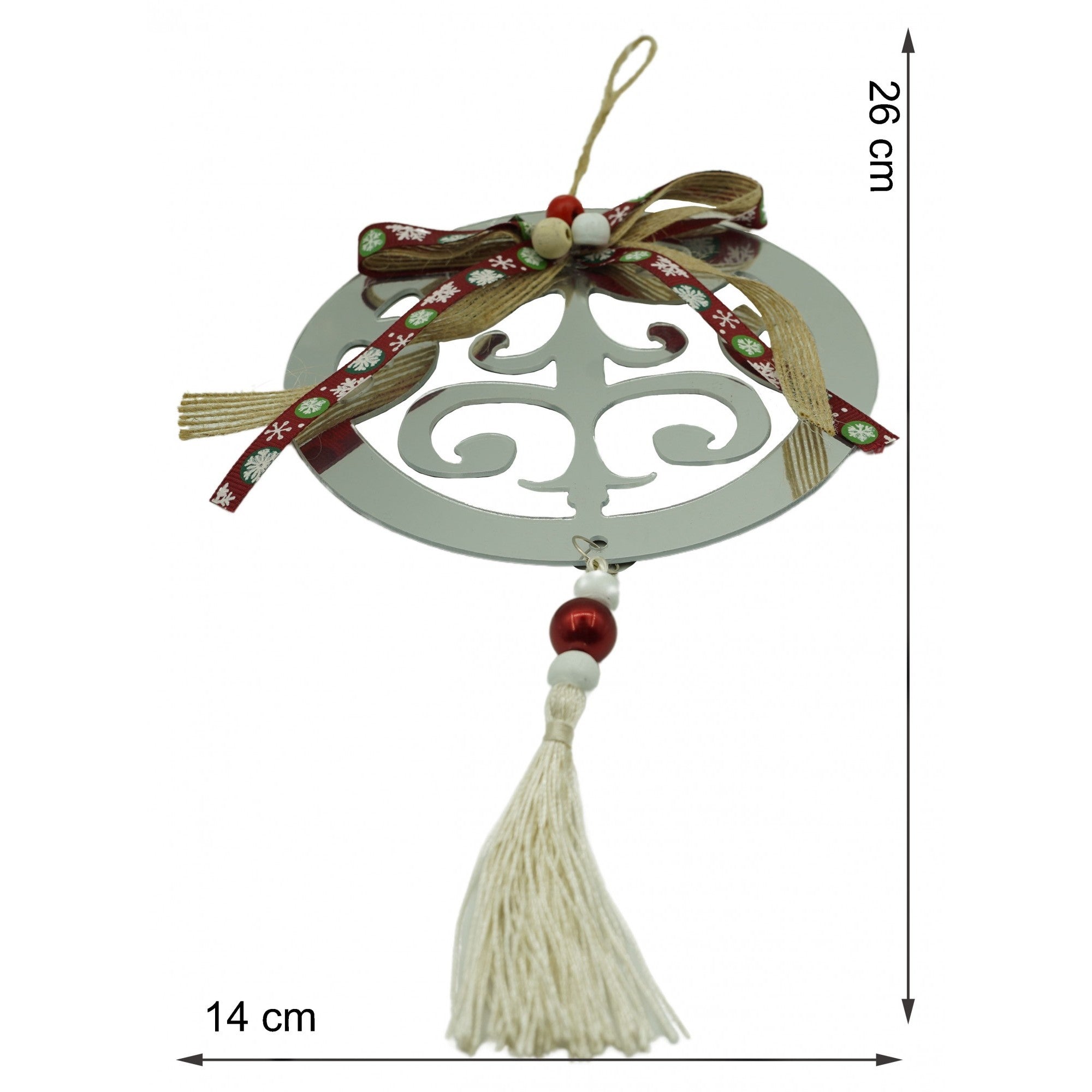 Ornament brad, Rotund, Argintiu, Lucios, 14*26CM, Acril, Interior/ Exterior