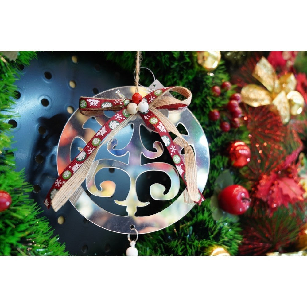 Ornament brad, Rotund, Argintiu, Lucios, 14*26CM, Acril, Interior/ Exterior