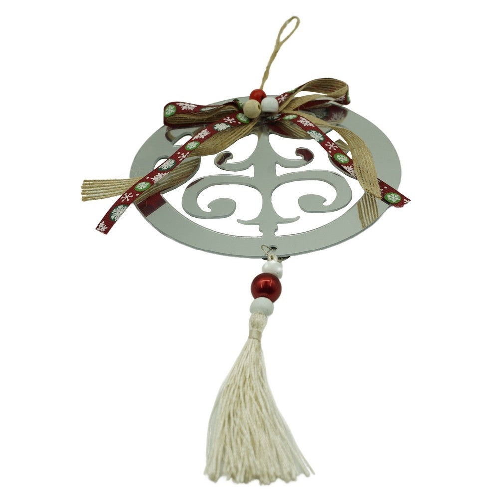 Ornament brad, Rotund, Argintiu, Lucios, 14*26CM, Acril, Interior/ Exterior