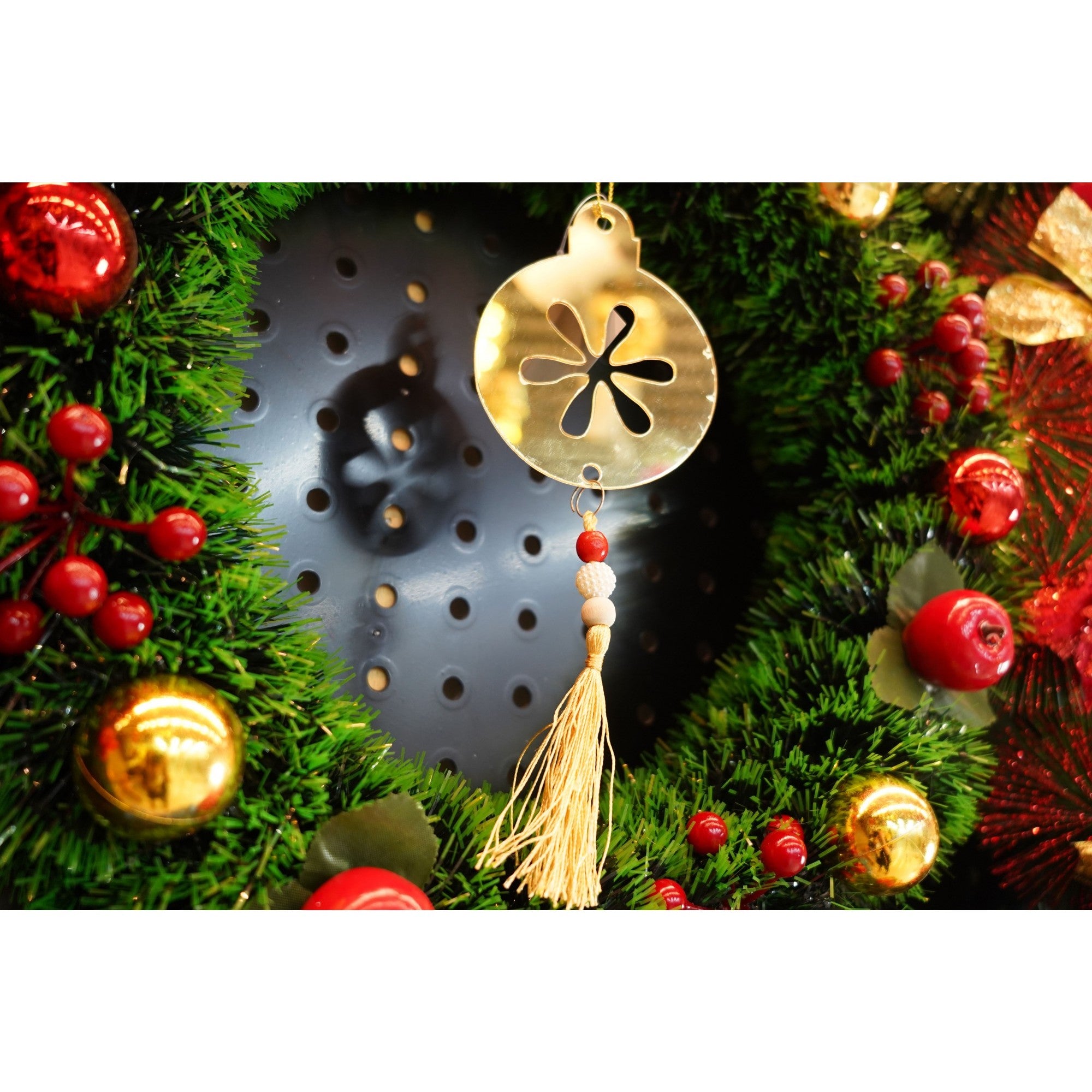 Ornament brad, Rotund, Auriu, Lucios, 10*23CM, Acril, Interior/ Exterior