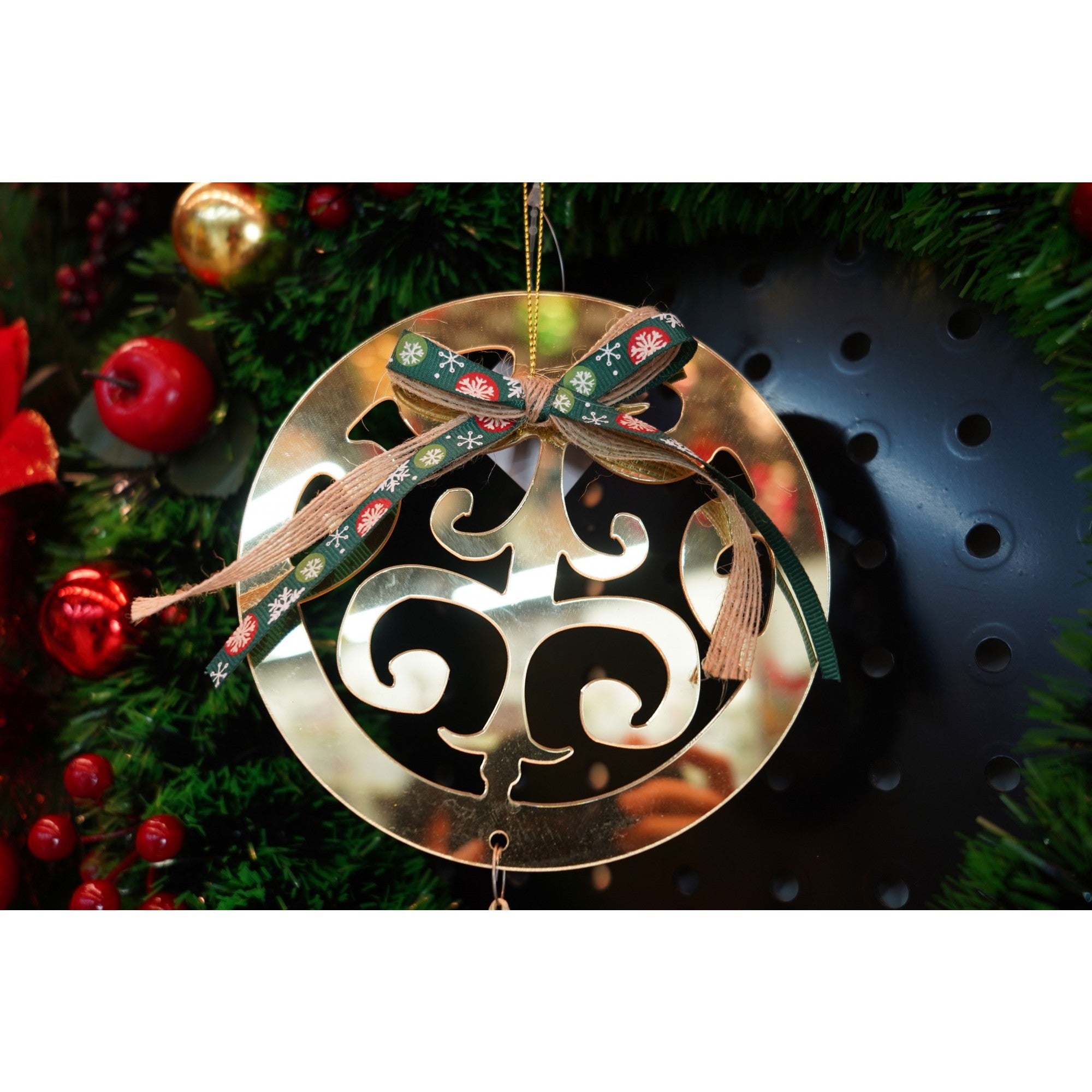 Ornament brad, Rotund, Auriu, Lucios, 15*26CM, Acril, Interior/ Exterior