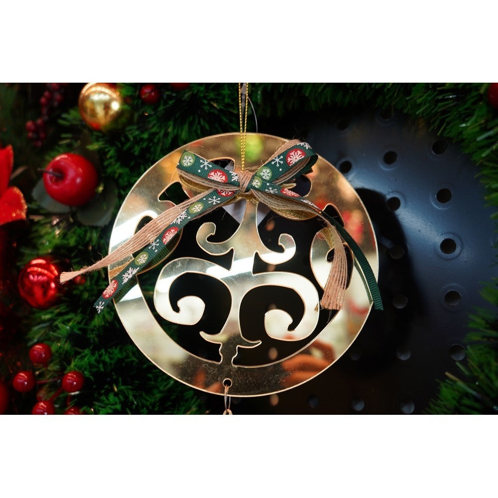 Ornament brad, Rotund, Auriu, Lucios, 15*26CM, Acril, Interior/ Exterior