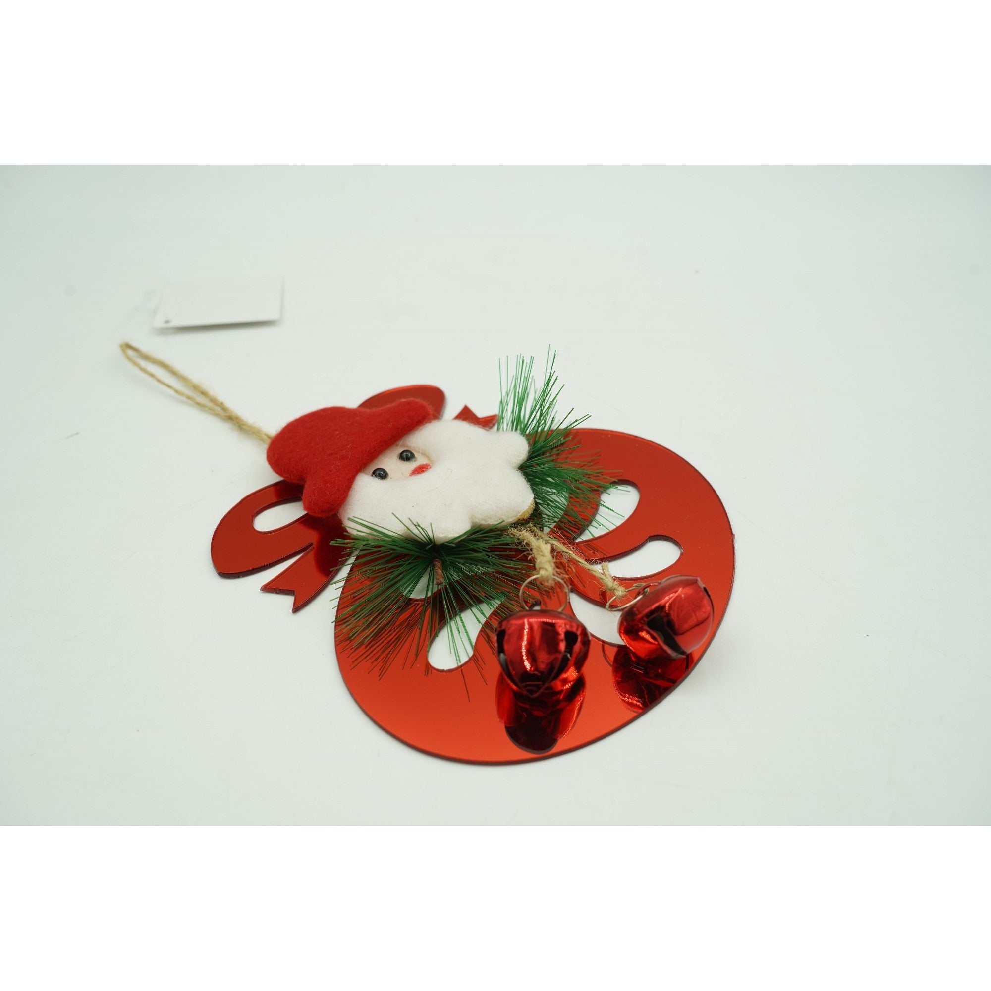 Ornament brad, Rotund cu clopotei, Rosu, Lucios, 15*20CM, Acril, Interior/ Exterior