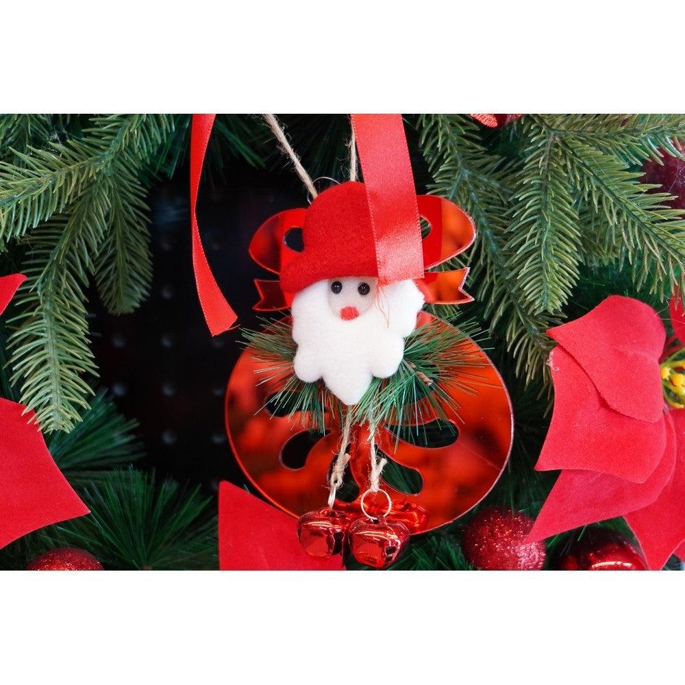 Ornament brad, Rotund cu clopotei, Rosu, Lucios, 15*20CM, Acril, Interior/ Exterior