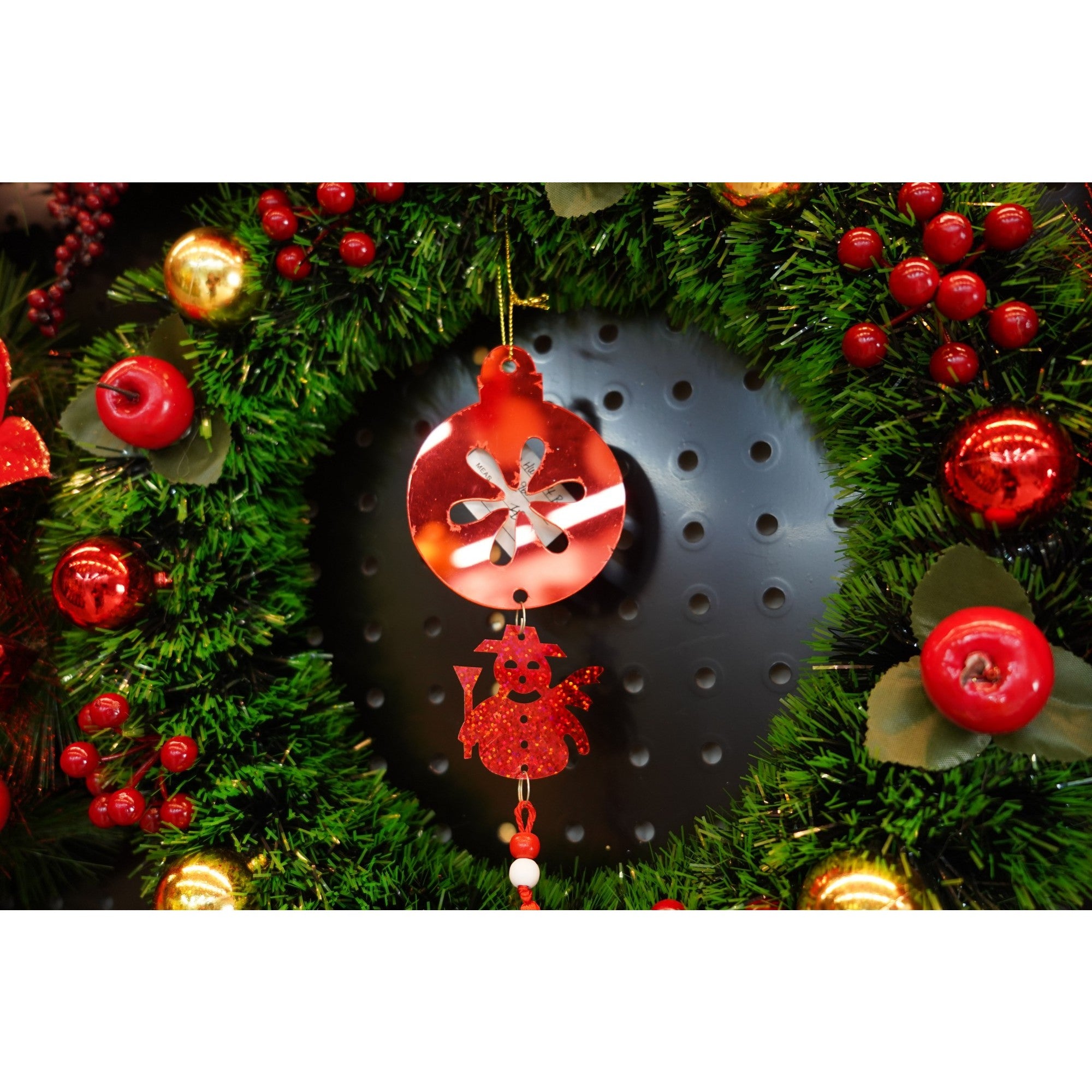 Ornament brad, Rotund, Om de zapada, Rosu, Lucios, 10*28CM, Acril, Interior/ Exterior
