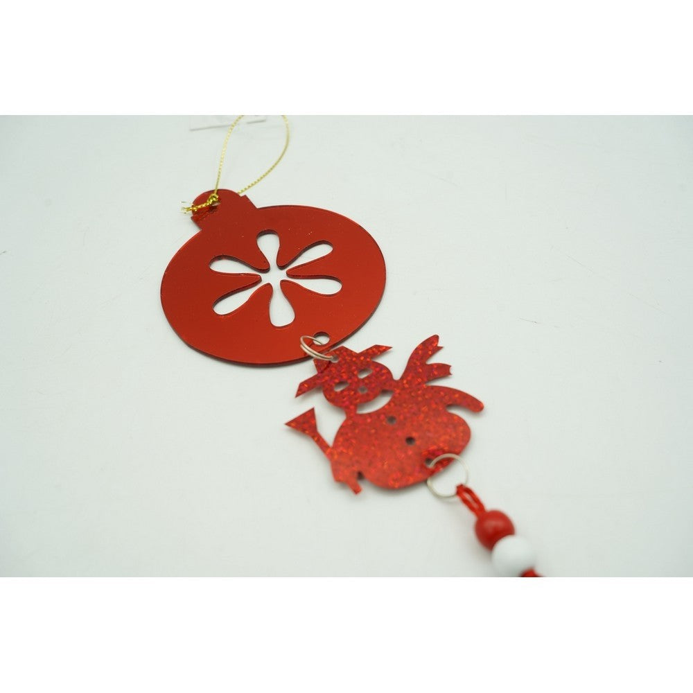 Ornament brad, Rotund, Om de zapada, Rosu, Lucios, 10*28CM, Acril, Interior/ Exterior