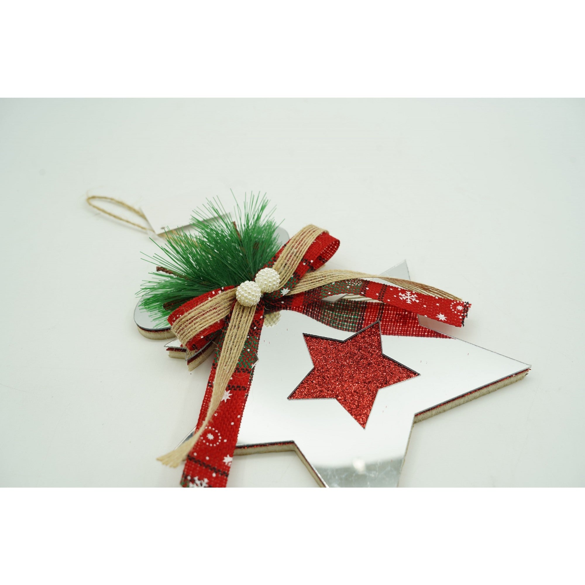 Ornament brad, Stea, Argintiu, Lucios, 14*17CM, Acril, Interior/ Exterior