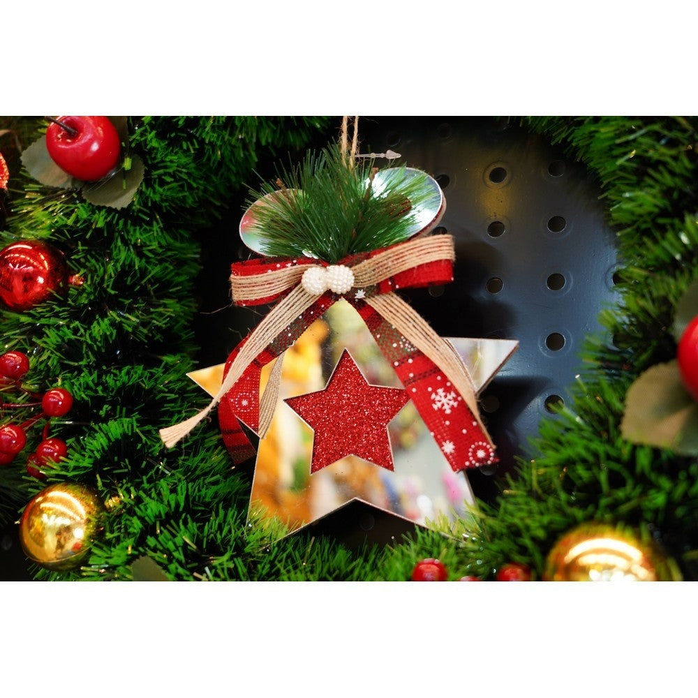 Ornament brad, Stea, Argintiu, Lucios, 14*17CM, Acril, Interior/ Exterior