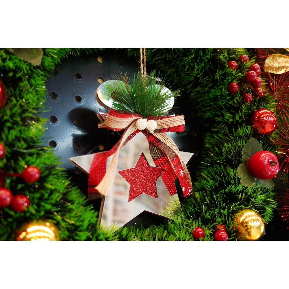 Ornament brad, Stea, Argintiu, Lucios, 14*17CM, Acril, Interior/ Exterior