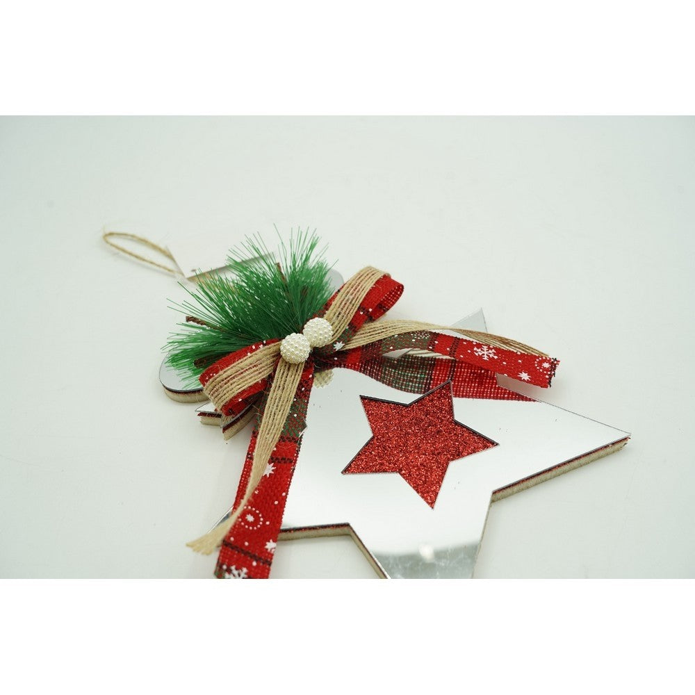 Ornament brad, Stea, Argintiu, Lucios, 14*17CM, Acril, Interior/ Exterior