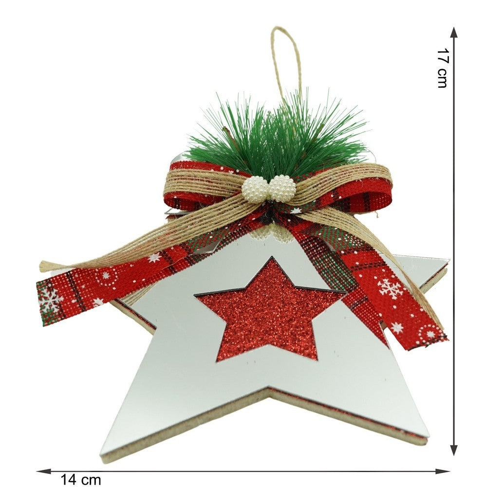 Ornament brad, Stea, Argintiu, Lucios, 14*17CM, Acril, Interior/ Exterior