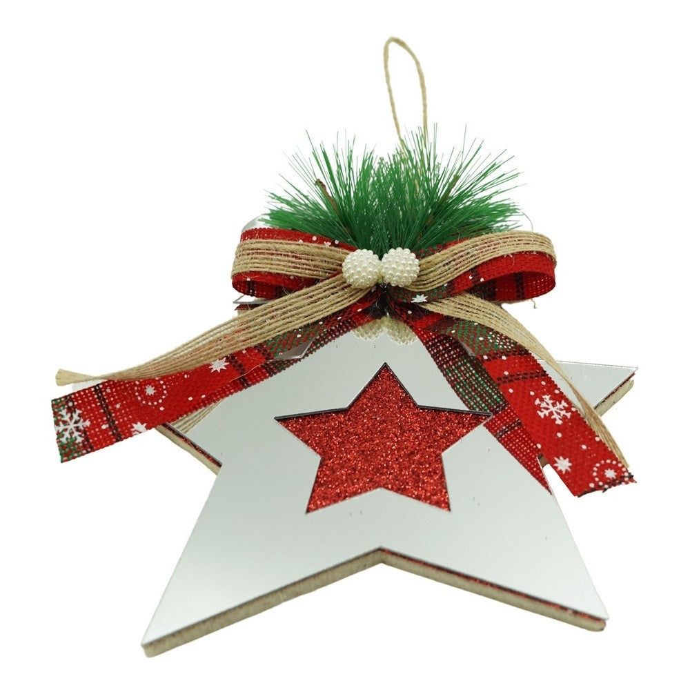 Ornament brad, Stea, Argintiu, Lucios, 14*17CM, Acril, Interior/ Exterior