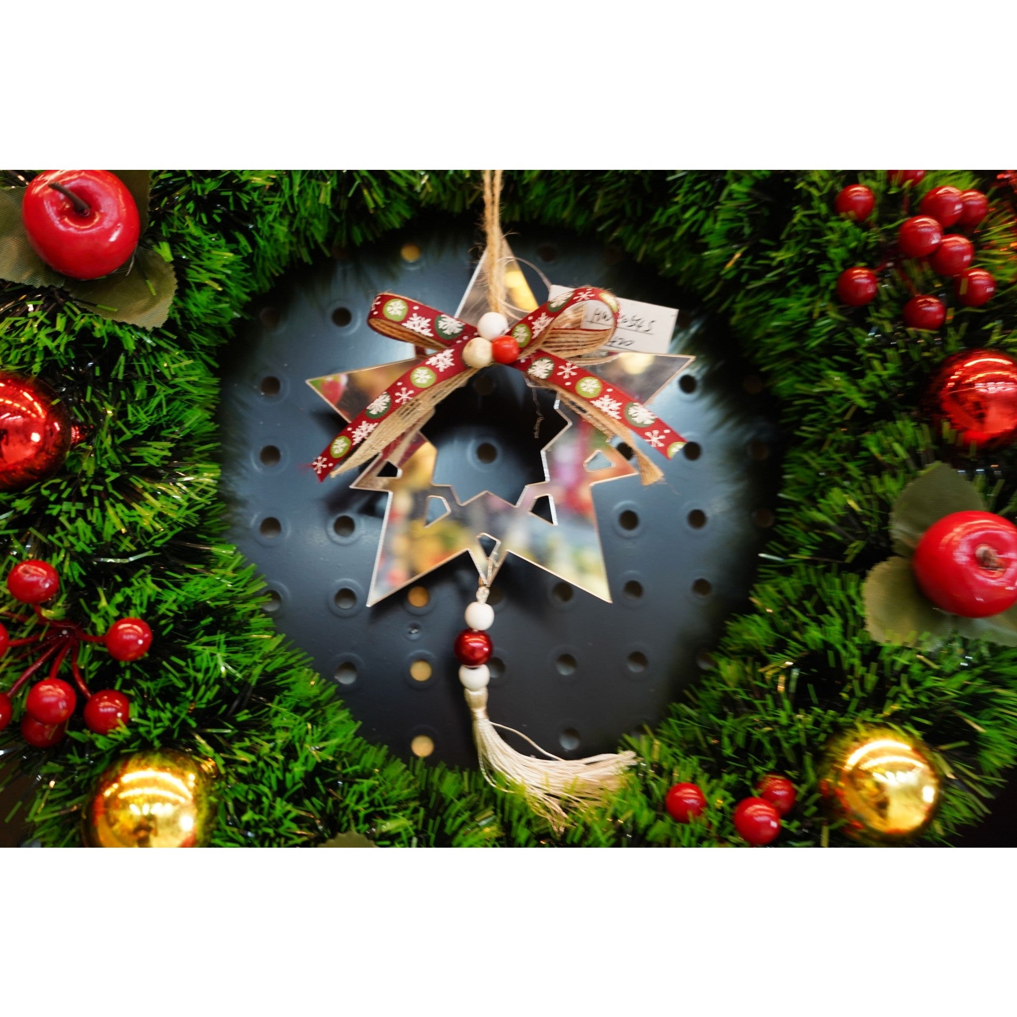 Ornament brad, Stea, Argintiu, Lucios, 14*26CM, Acril, Interior/ Exterior