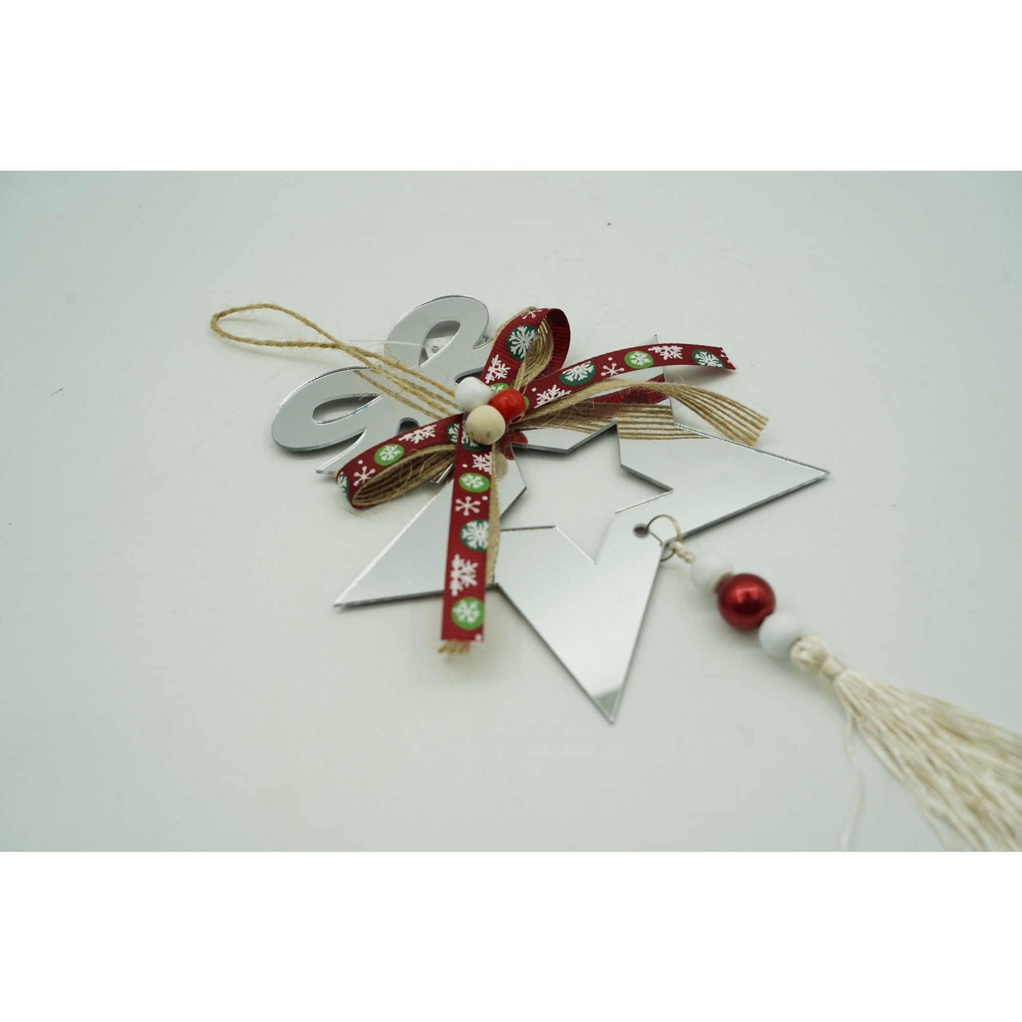 Ornament brad, Stea, Argintiu, Lucios, 14*26CM, Acril, Interior/ Exterior