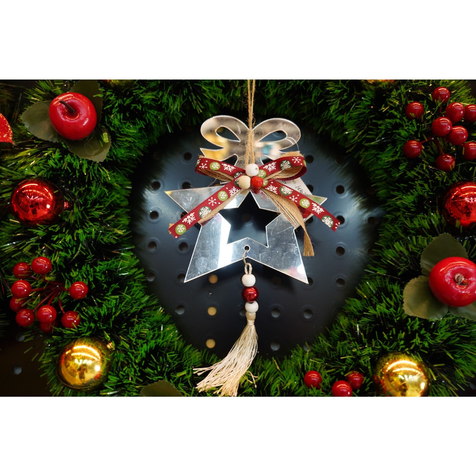 Ornament brad, Stea, Argintiu, Lucios, 14*26CM, Acril, Interior/ Exterior