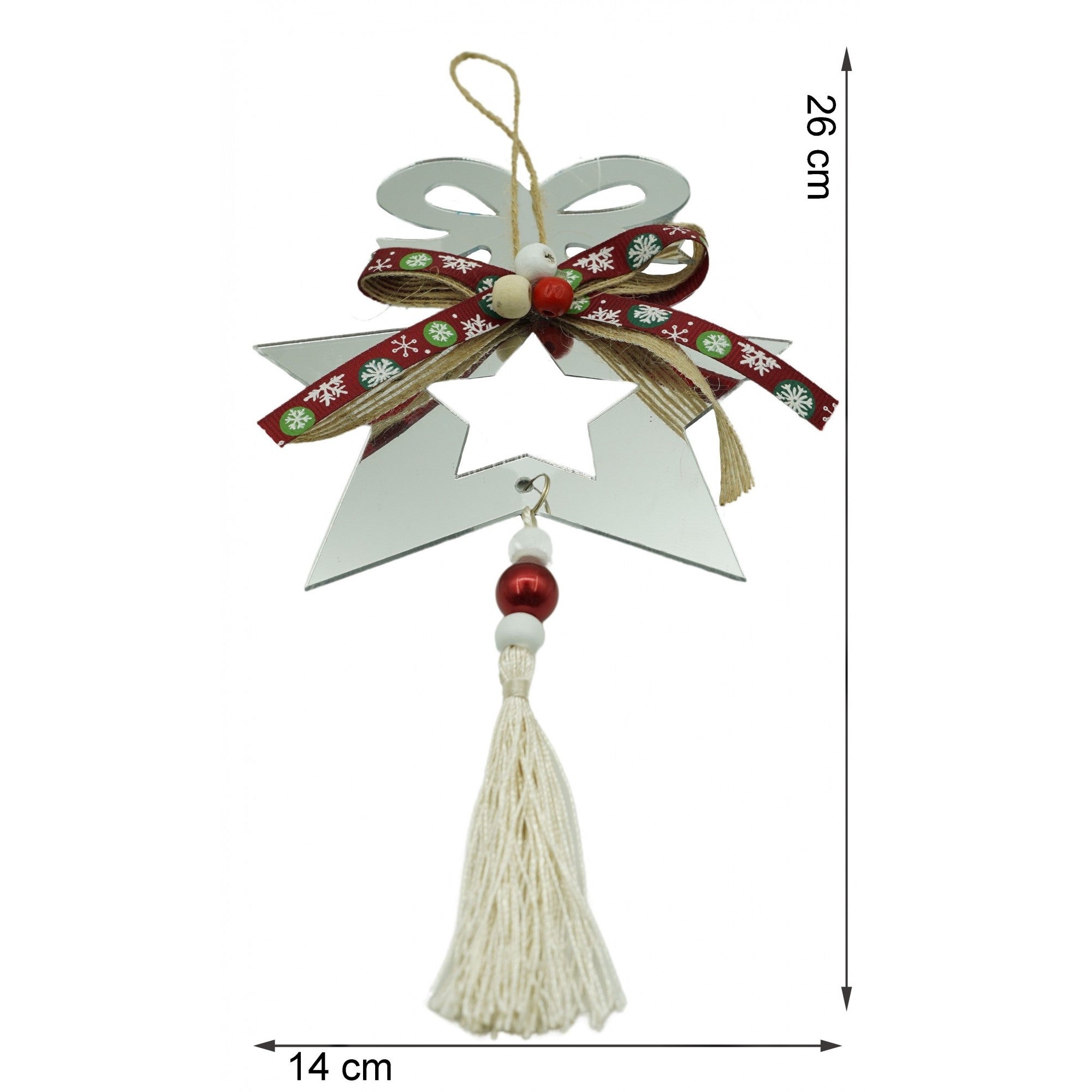 Ornament brad, Stea, Argintiu, Lucios, 14*26CM, Acril, Interior/ Exterior