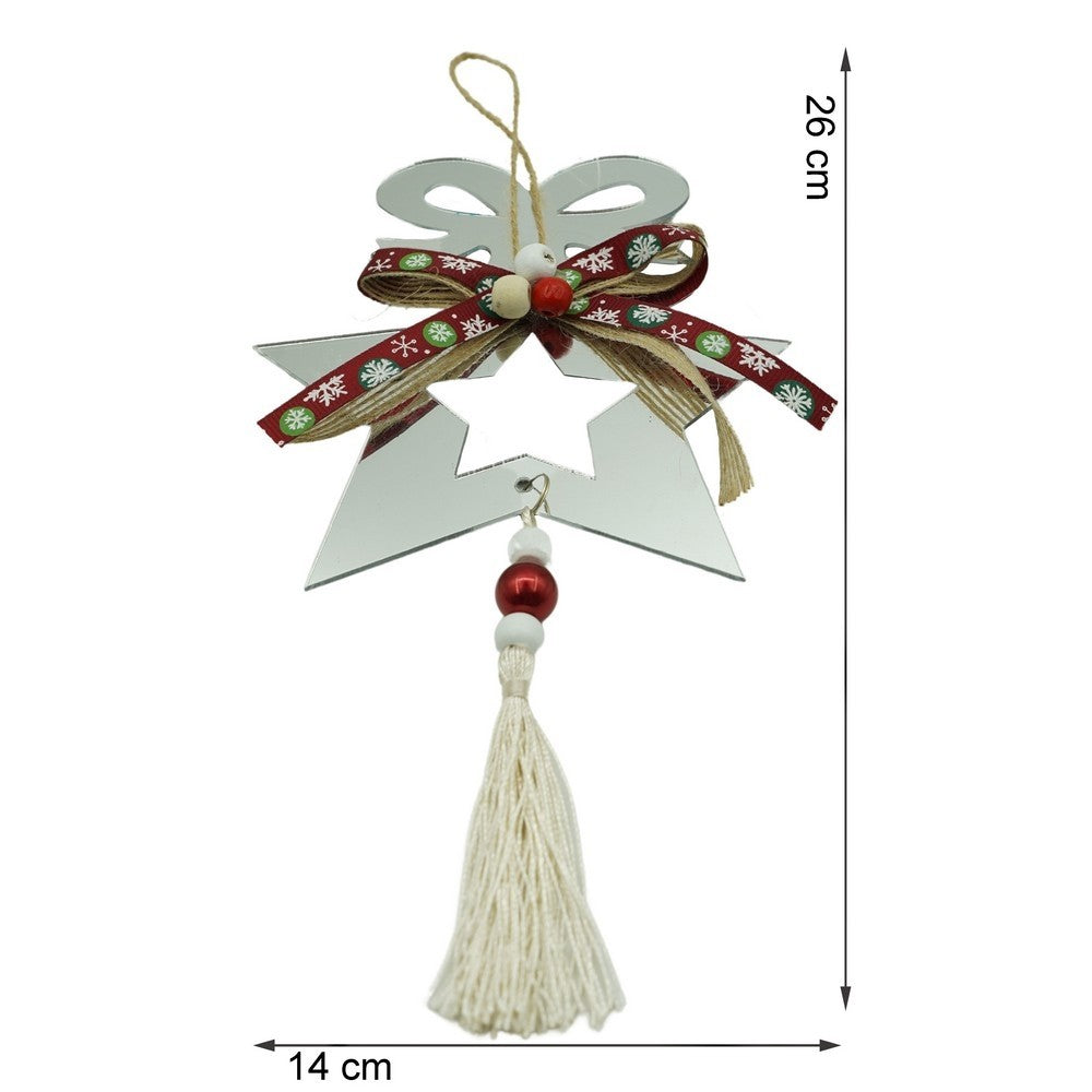 Ornament brad, Stea, Argintiu, Lucios, 14*26CM, Acril, Interior/ Exterior