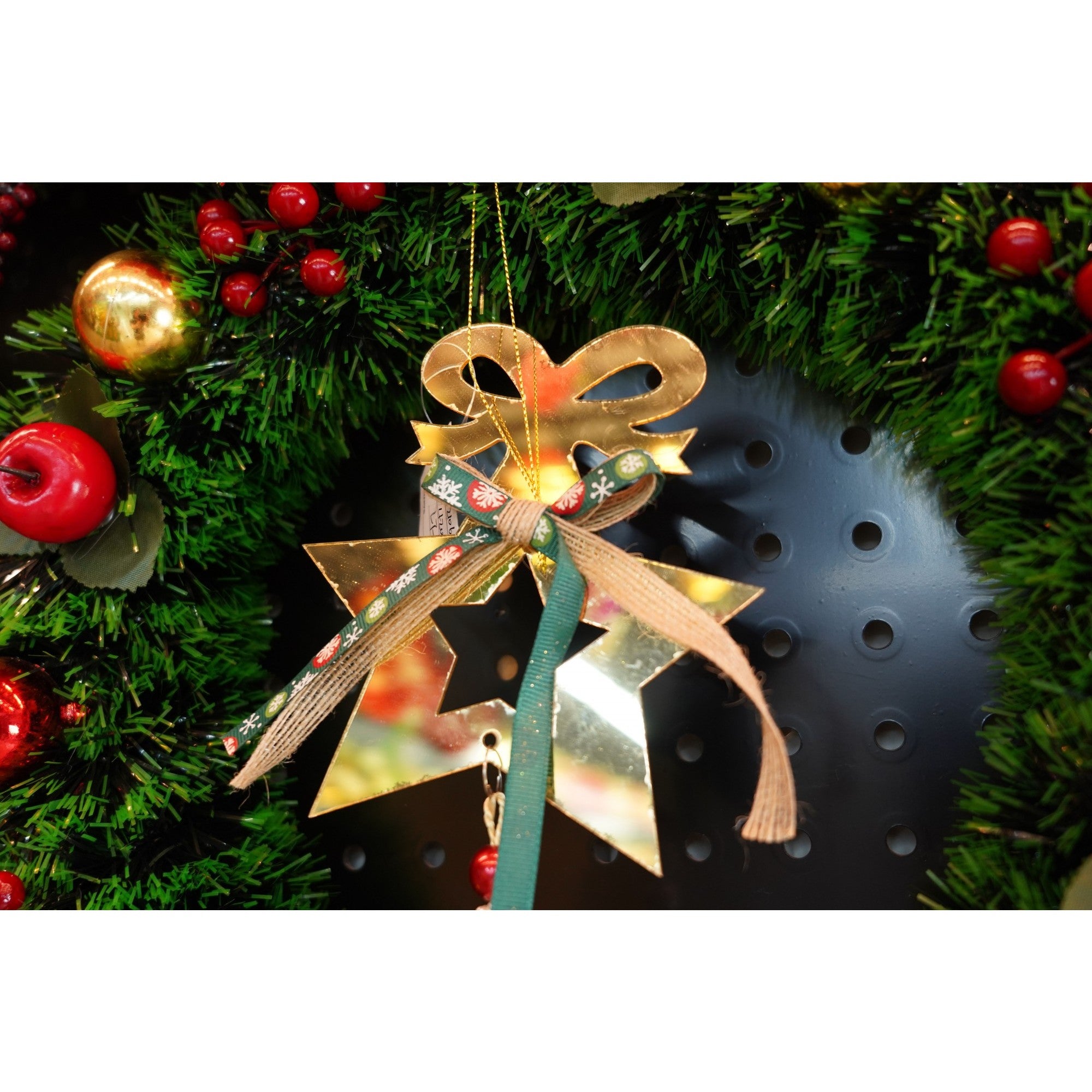 Ornament brad, Stea, Auriu, Lucios, 15*26CM, Acril, Interior/ Exterior