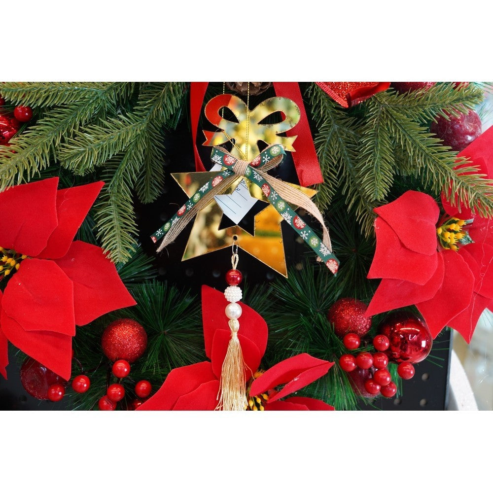 Ornament brad, Stea, Auriu, Lucios, 15*26CM, Acril, Interior/ Exterior