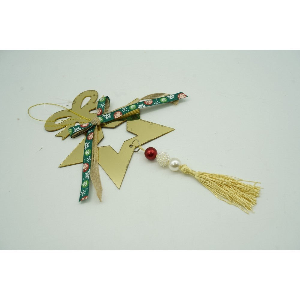 Ornament brad, Stea, Auriu, Lucios, 15*26CM, Acril, Interior/ Exterior