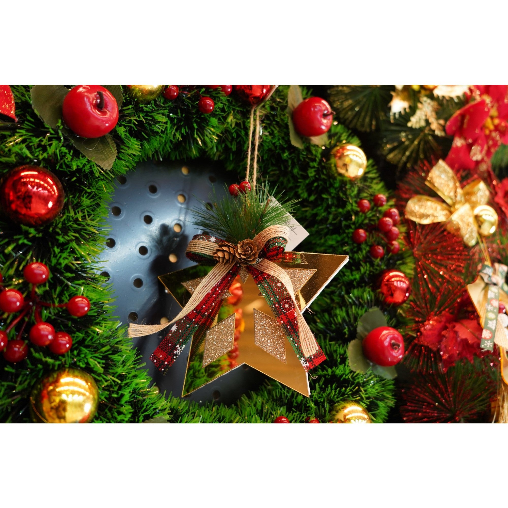Ornament brad, Stea, Auriu, Lucios, 17*17CM, Acril, Interior/ Exterior