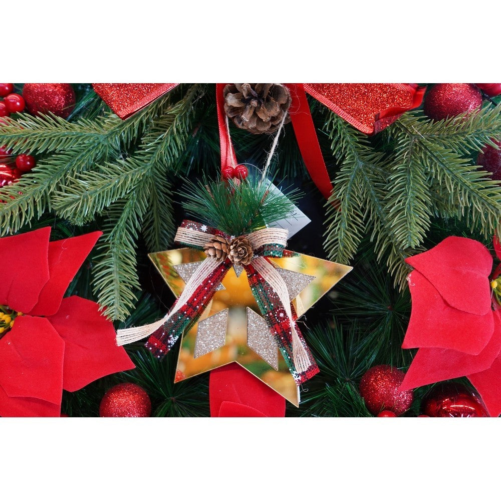 Ornament brad, Stea, Auriu, Lucios, 17*17CM, Acril, Interior/ Exterior