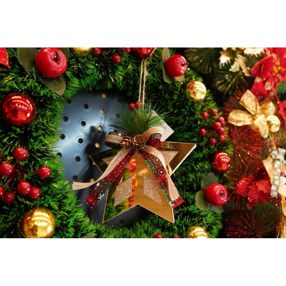 Ornament brad, Stea, Auriu, Lucios, 17*17CM, Acril, Interior/ Exterior
