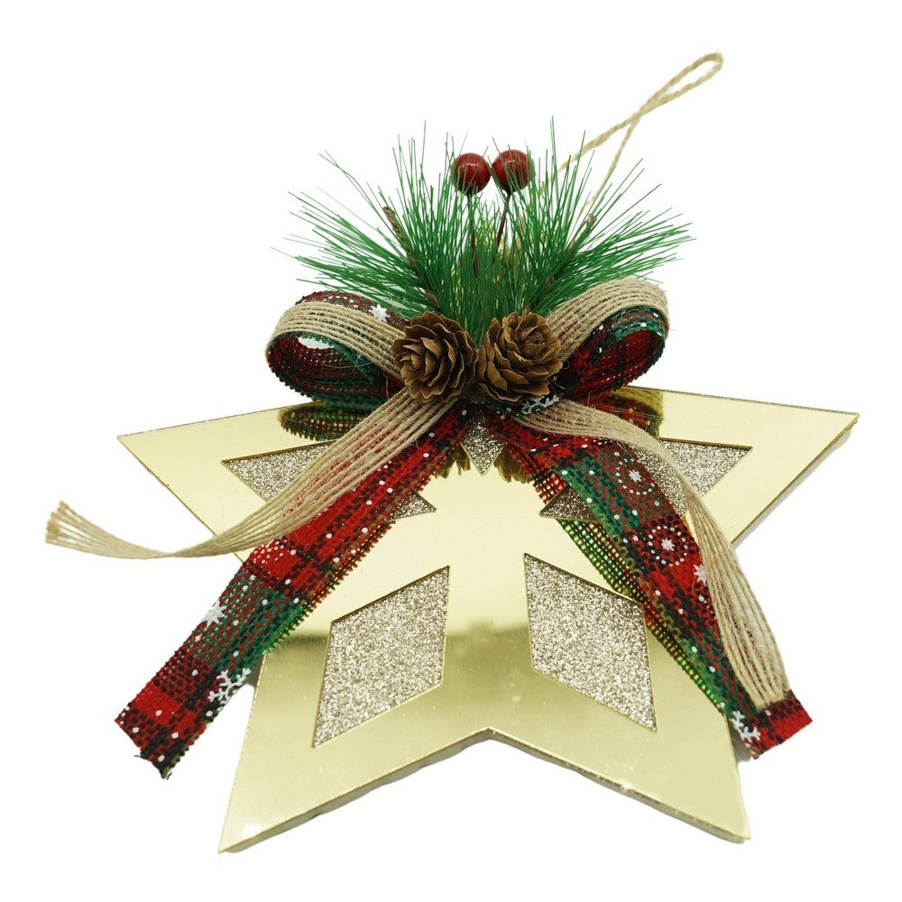 Ornament brad, Stea, Auriu, Lucios, 17*17CM, Acril, Interior/ Exterior