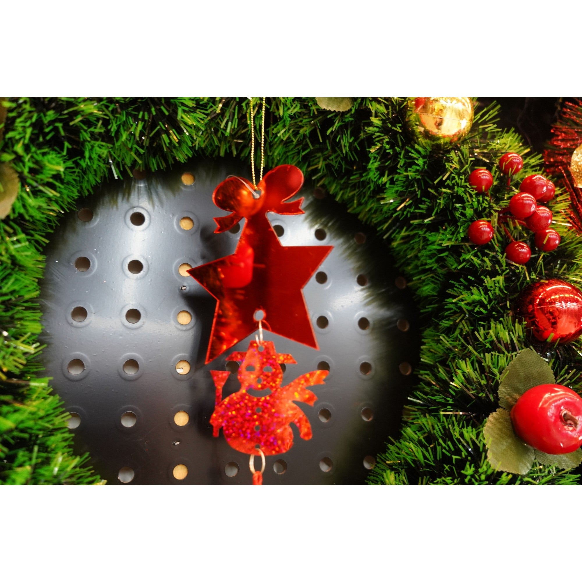 Ornament brad, Stea, Om de zapada, Rosu, Lucios, 10*28CM, Acril, Interior/ Exterior