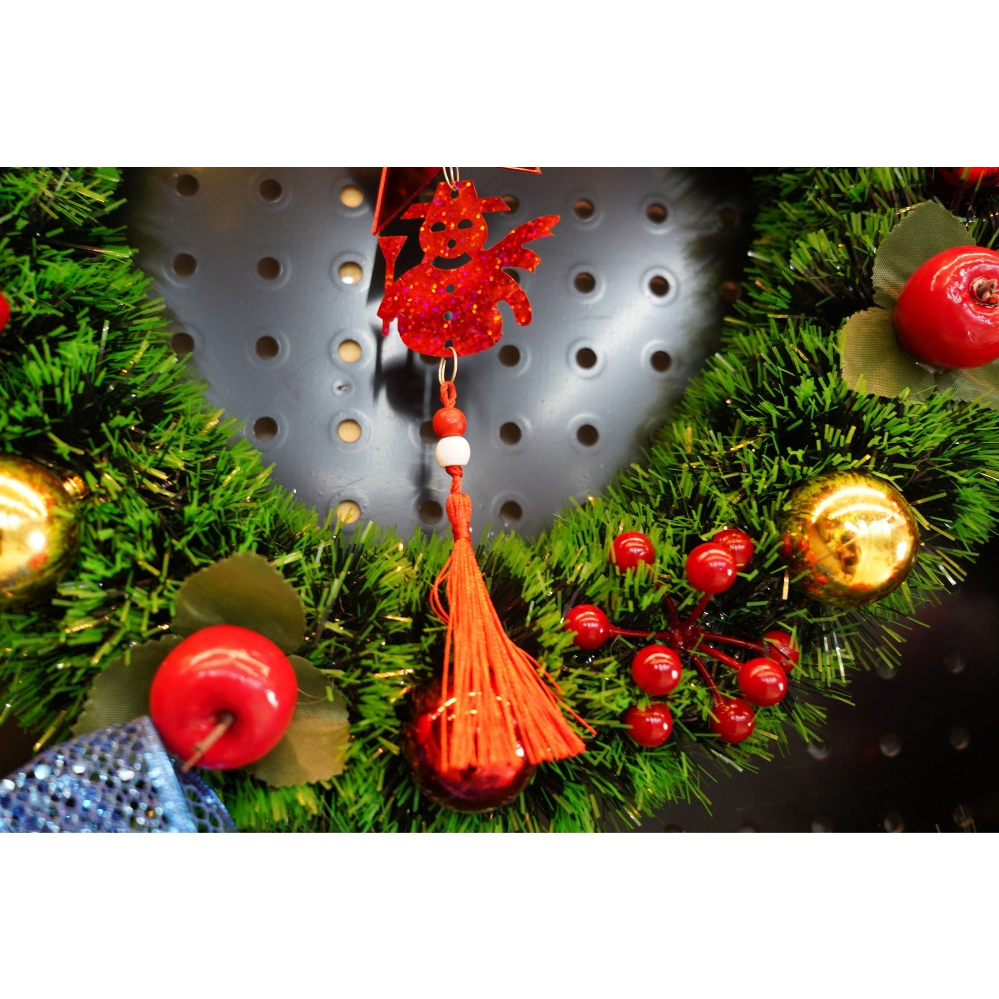 Ornament brad, Stea, Om de zapada, Rosu, Lucios, 10*28CM, Acril, Interior/ Exterior