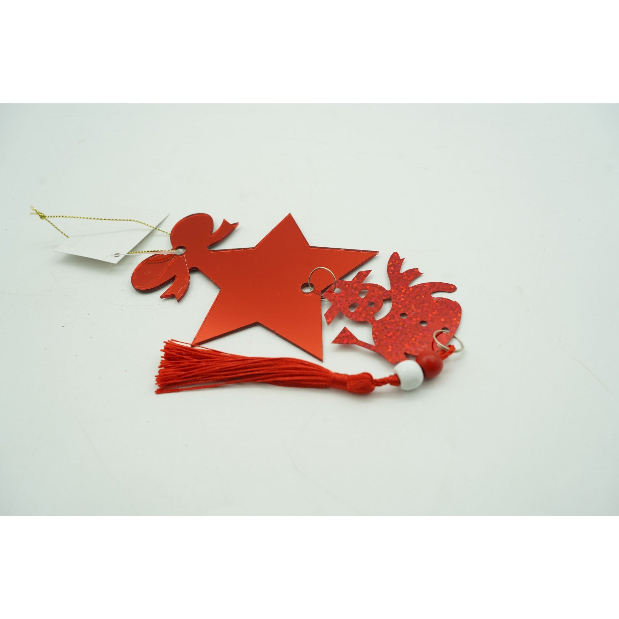 Ornament brad, Stea, Om de zapada, Rosu, Lucios, 10*28CM, Acril, Interior/ Exterior