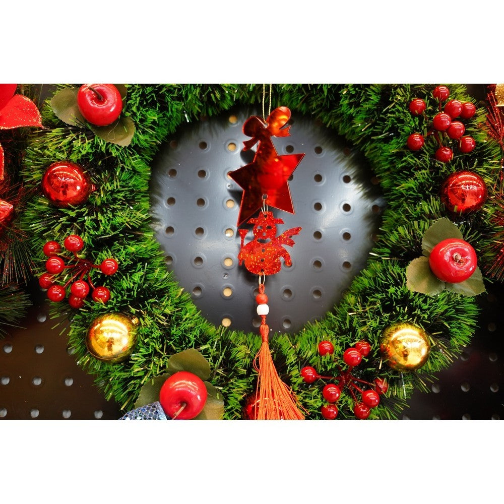 Ornament brad, Stea, Om de zapada, Rosu, Lucios, 10*28CM, Acril, Interior/ Exterior