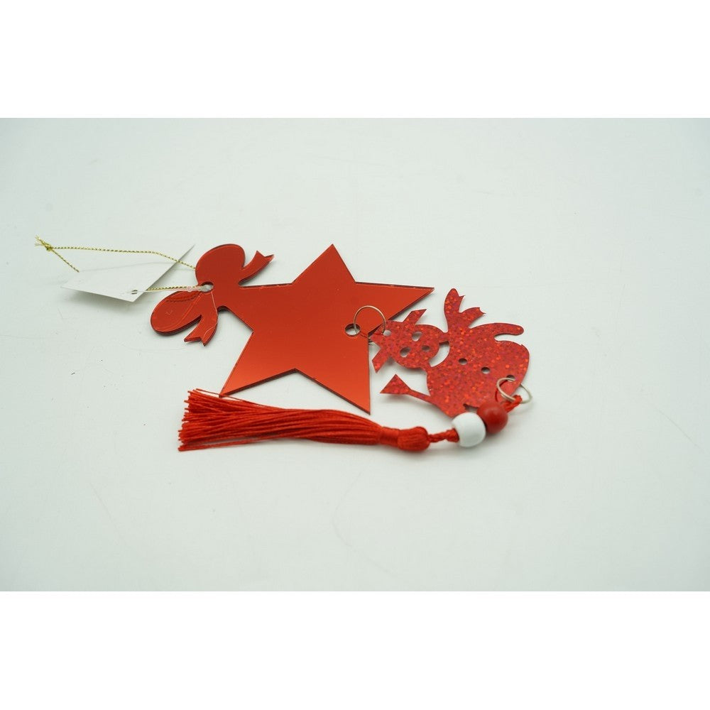 Ornament brad, Stea, Om de zapada, Rosu, Lucios, 10*28CM, Acril, Interior/ Exterior