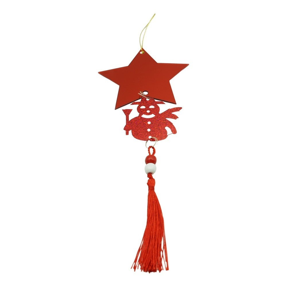 Ornament brad, Stea, Om de zapada, Rosu, Lucios, 10*28CM, Acril, Interior/ Exterior