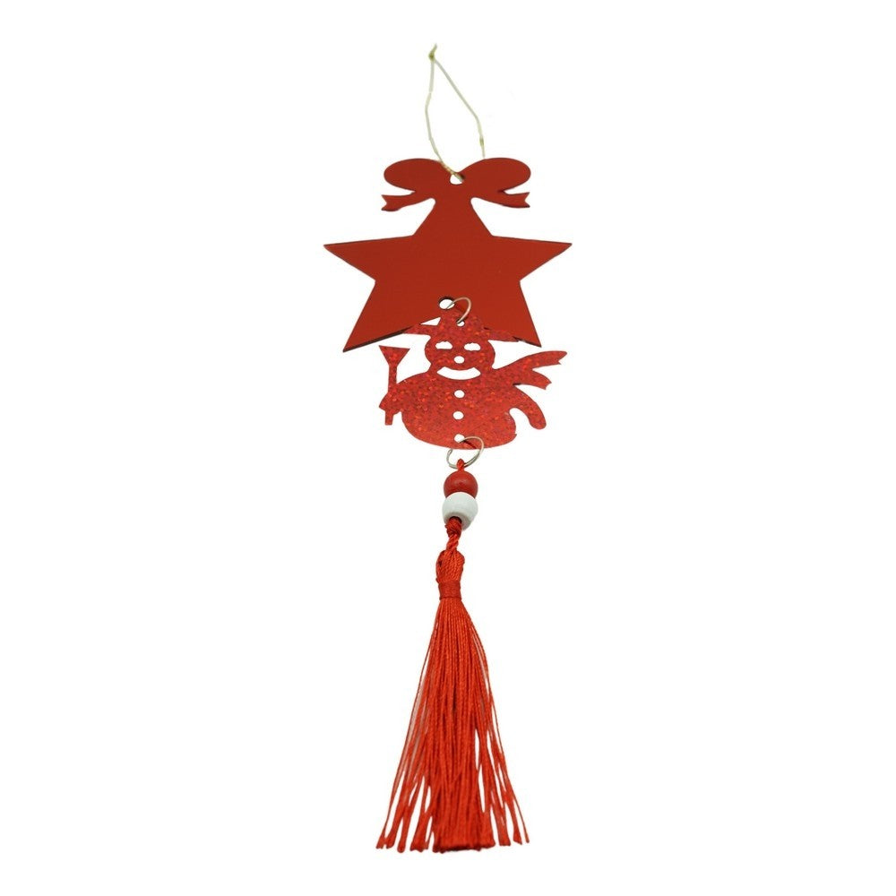 Ornament brad, Stea, Om de zapada, Rosu, Lucios, 10*28CM, Acril, Interior/ Exterior