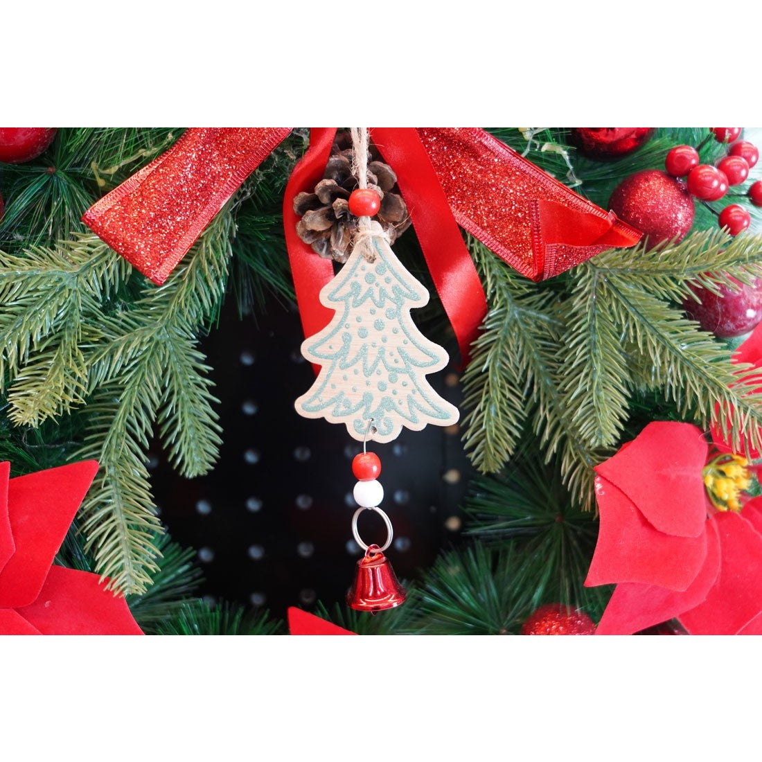 Ornament de brad bradulet, multicolor, lemn, 17 cm