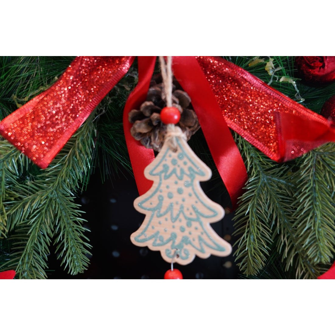 Ornament de brad bradulet, multicolor, lemn, 17 cm