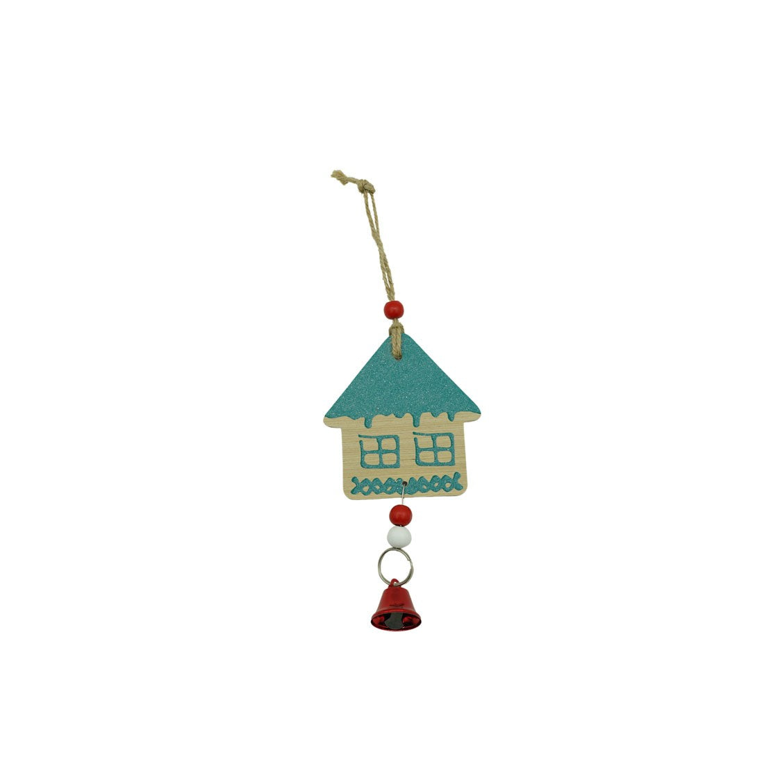 Ornament de brad casuta, multicolor, lemn, 18 cm