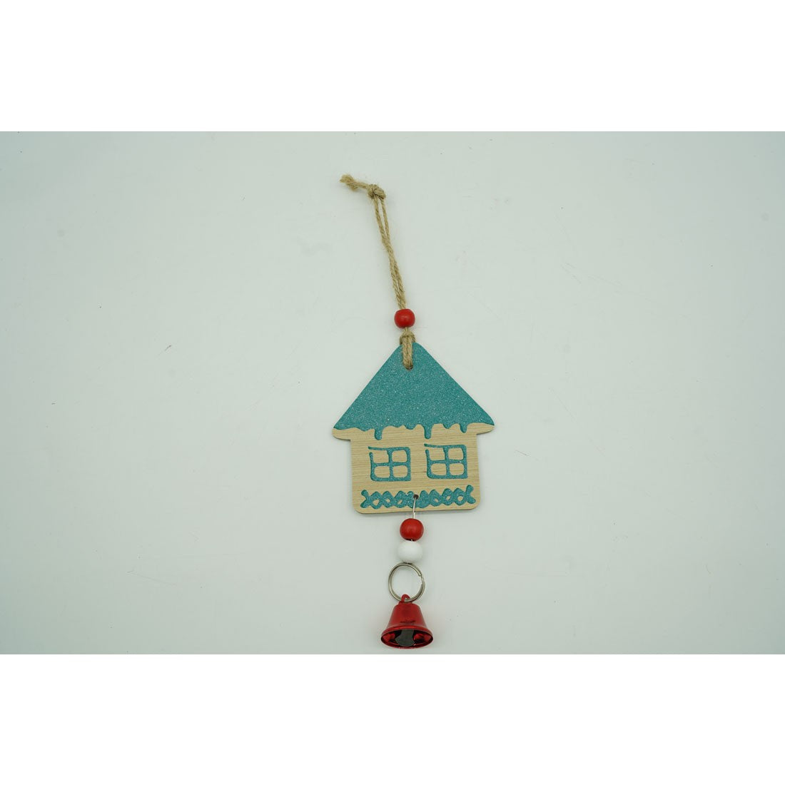 Ornament de brad casuta, multicolor, lemn, 18 cm