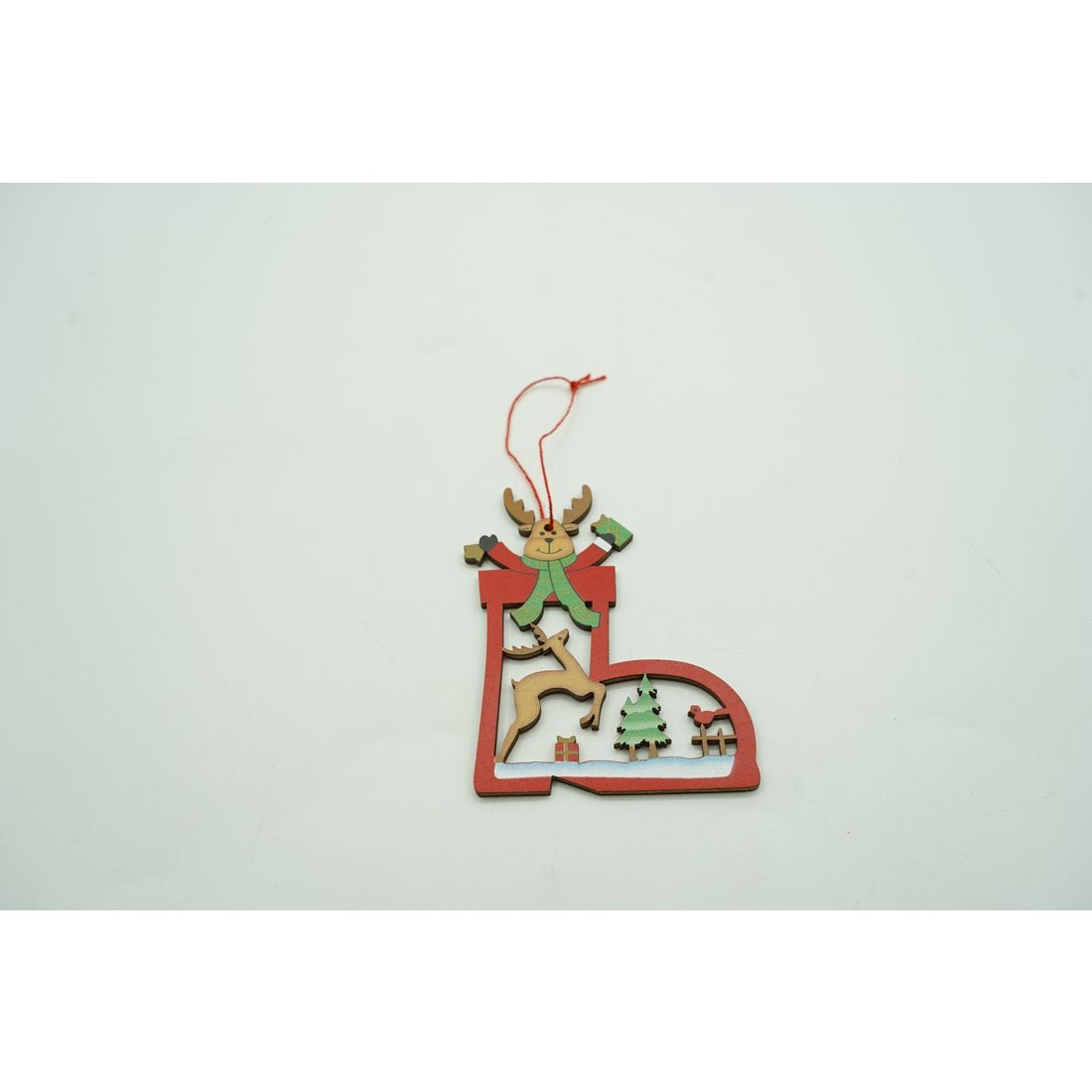 Ornament de brad cerb, multicolor, lemn, 10 cm