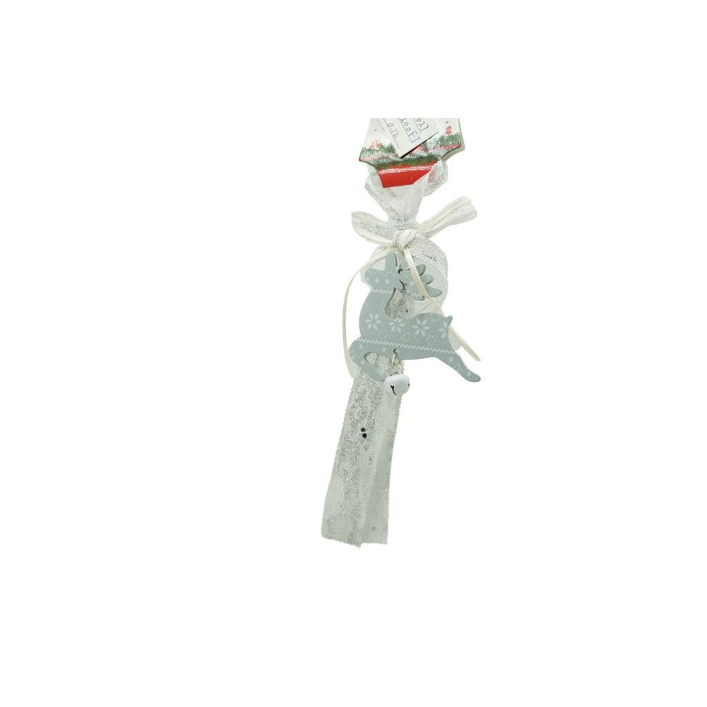 Ornament de brad craciun cerb, gri, lemn, 25 cm
