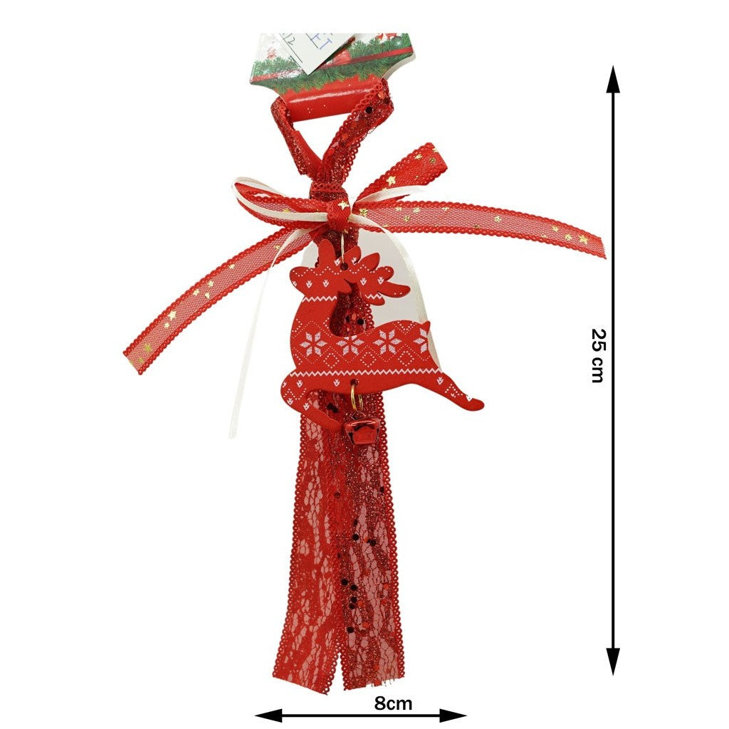 Ornament de brad craciun cerb, rosu, lemn, 25 cm