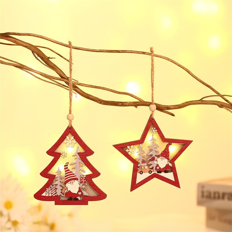 Ornament de Brad, Flippy, cu Lumini LED, din Lemn, Figurina Elf, Model Brad, Multicolor