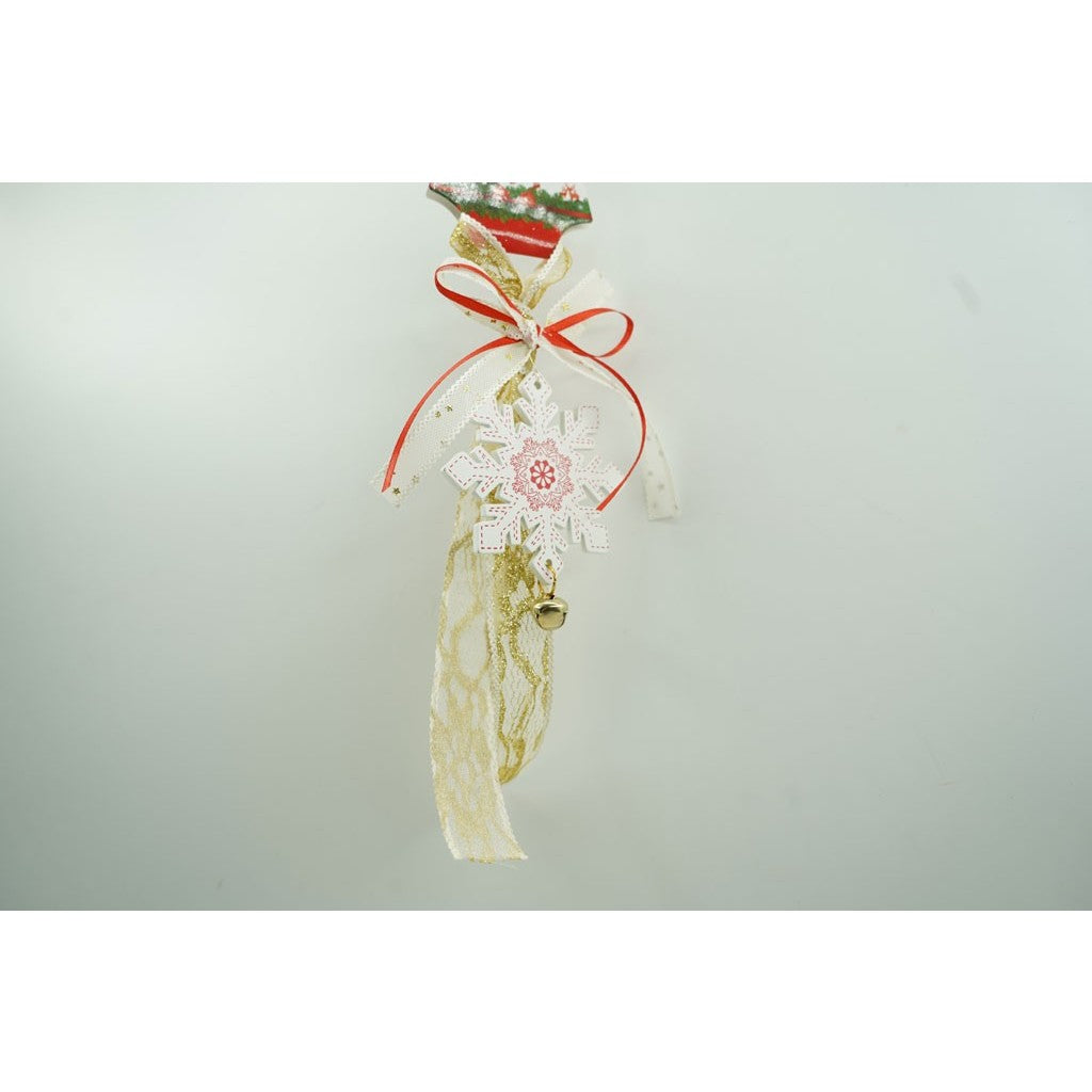 Ornament de brad fulg de nea, alb, lemn, 25 cm