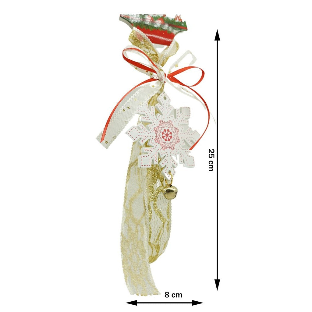 Ornament de brad fulg de nea, alb, lemn, 25 cm
