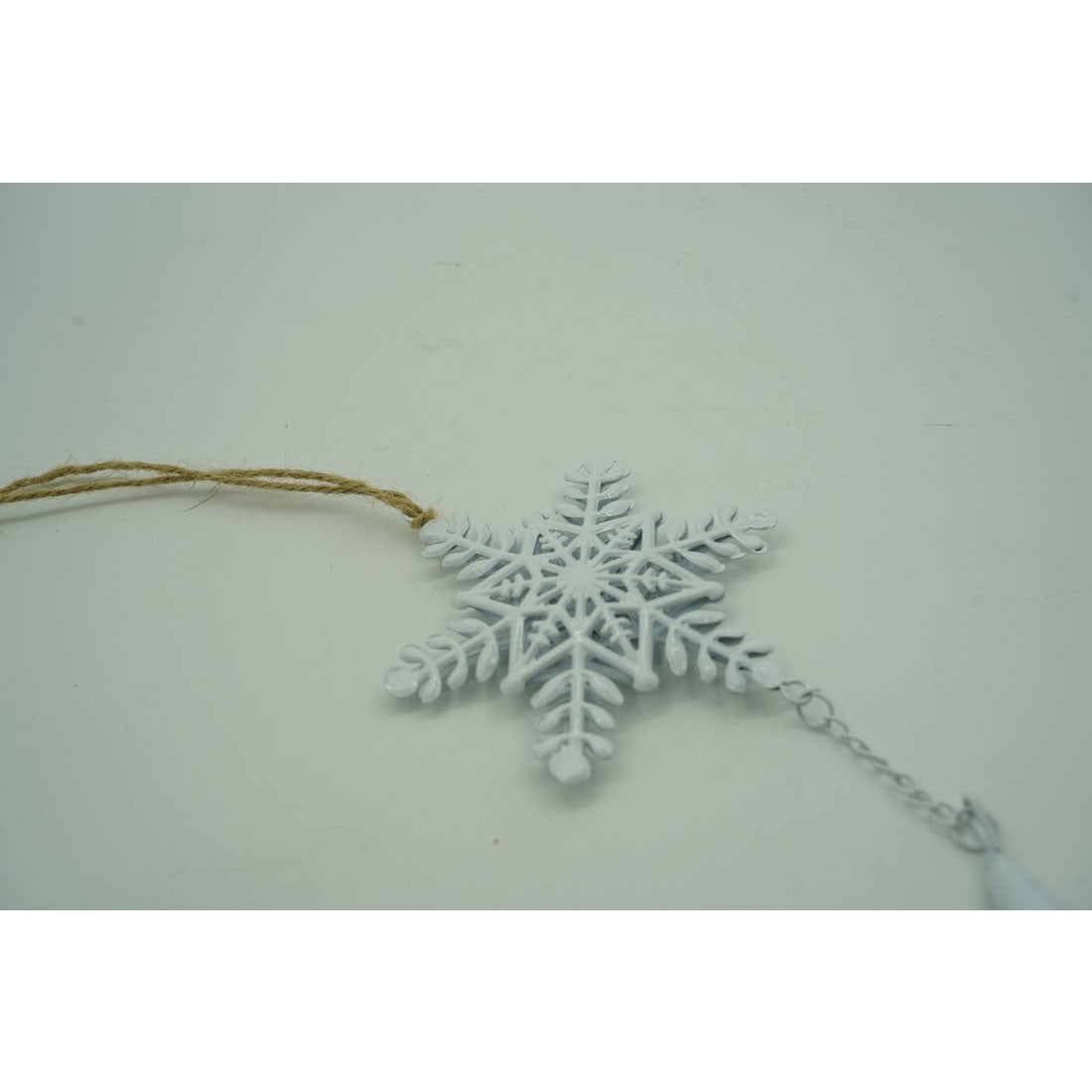 Ornament de brad fulg de nea, alb, metal, 20 cm