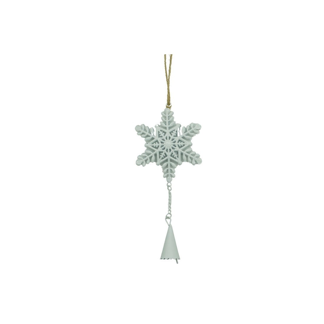 Ornament de brad fulg de nea, alb, metal, 20 cm