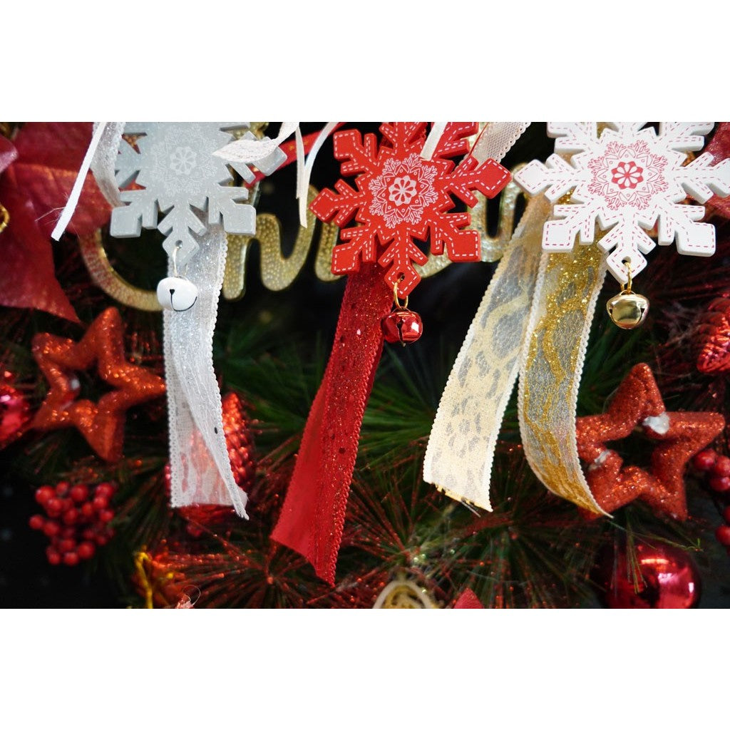 Ornament de brad fulg de nea, gri, lemn, 25 cm