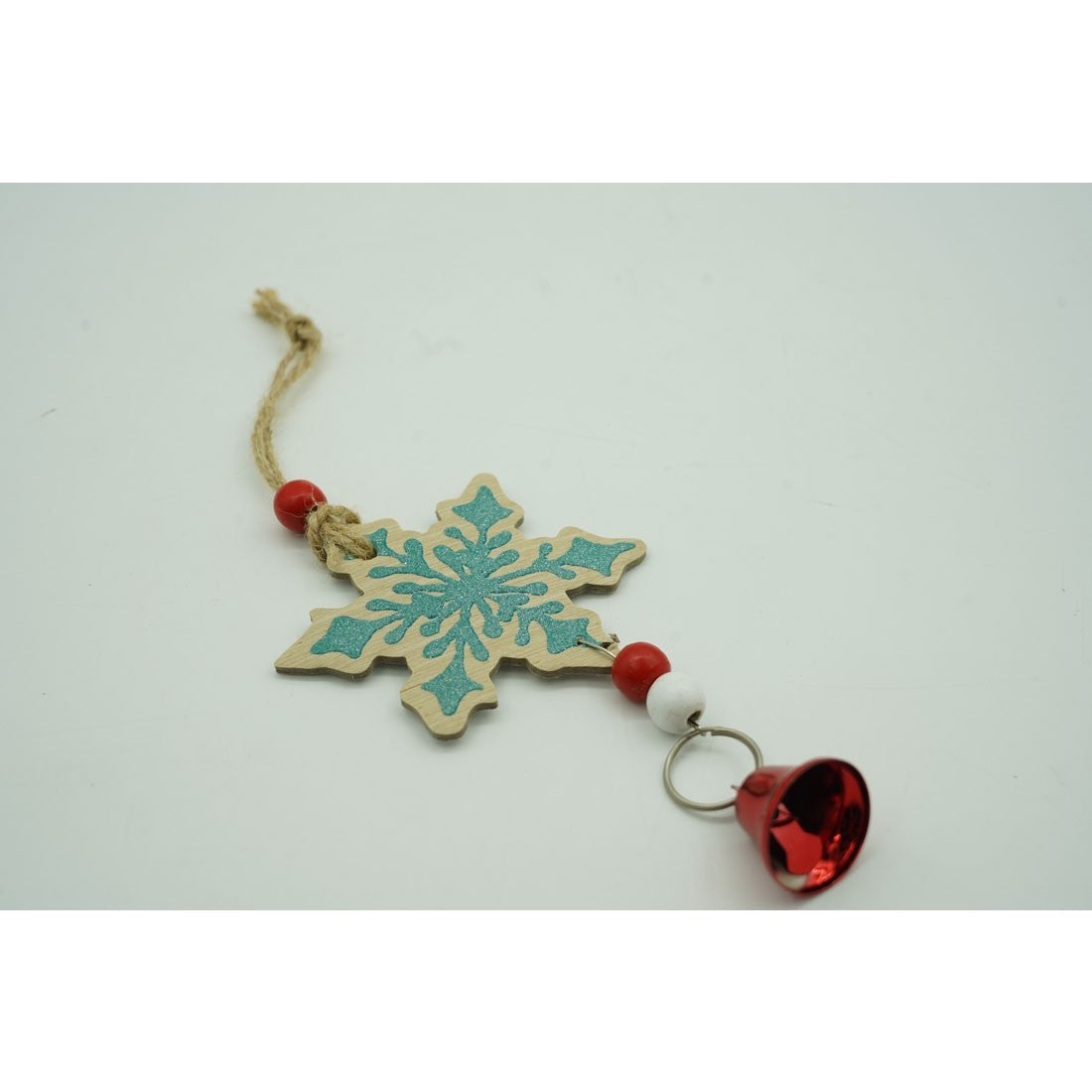 Ornament de brad fulg de nea, multicolor, lemn, 18 cm