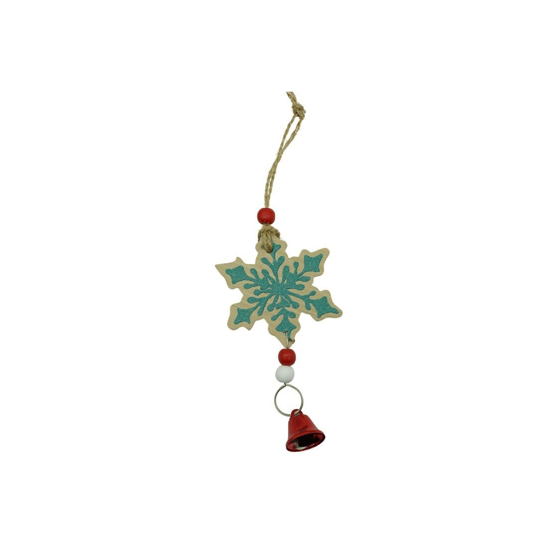 Ornament de brad fulg de nea, multicolor, lemn, 18 cm